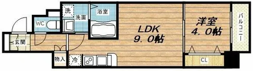 セオリー天神橋アベニール【9階】の間取り