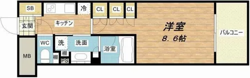 ザ・パークハビオ堂島【14階】の間取り