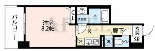 アヴェニール北浜【4階】の間取り