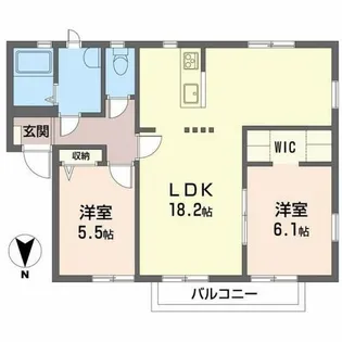 ラフォーレ野出【D202号室】の間取り