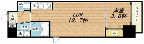 ラクラス堺筋本町【13階】の間取り