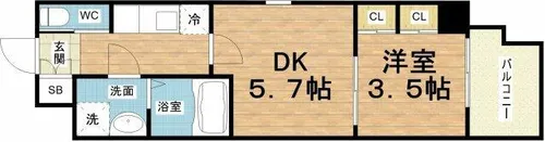 ビガーポリス416天満四丁目Ⅱ【9階】の間取り