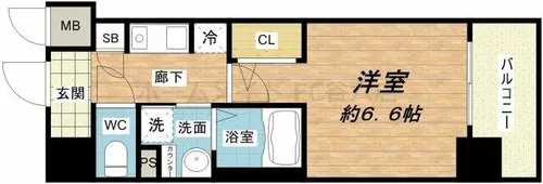 クリスタルブライト谷町【2階】の間取り