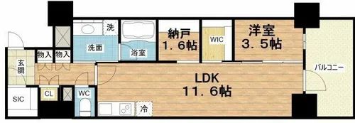 コンフォリア・リヴ北久宝寺Q【13階】の間取り