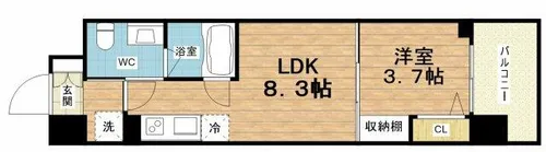アーバネックス難波WEST【6階】の間取り