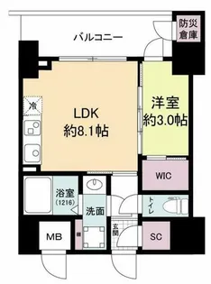セレニテフラン難波【11階】の間取り