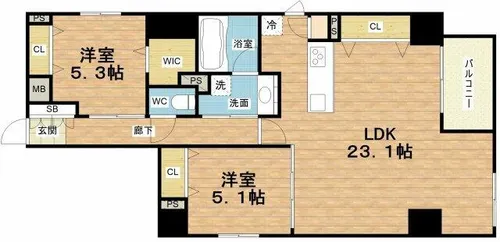 シークレフ北浜【2階】の間取り