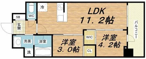 セレニテフラン梅田【2階】の間取り