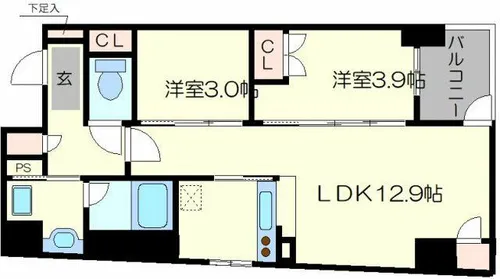 ソルレヴェンテ堀川高辻【4階】の間取り