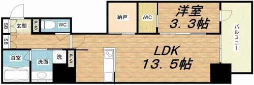 RJRプレシア南堀江【13階】の間取り
