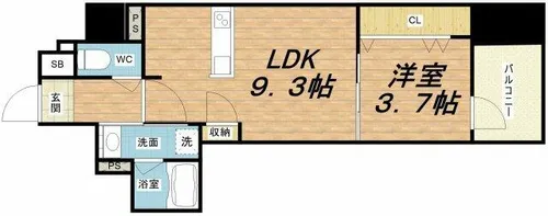 RJRプレシア南堀江【9階】の間取り