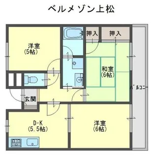 ベルメゾン上松【1階】の間取り
