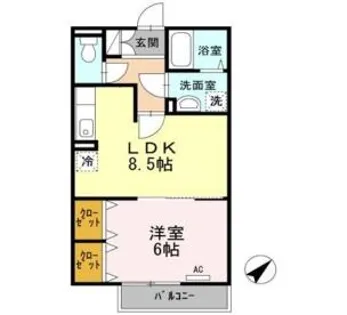 Rinon東貝塚【101号室】の間取り