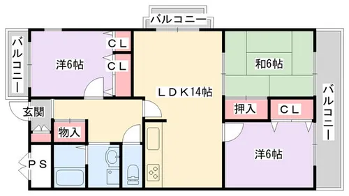 リベラルパレス寝屋川【701号室】の間取り