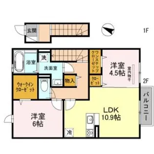 クレアC棟【C201号室】の間取り