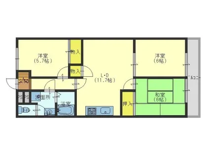 ハイツ山本E棟【201号室】の間取り