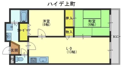 ハイデ上町【203号室】の間取り