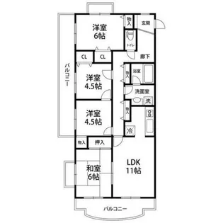 グリーンパーク樽井【308号室】の間取り