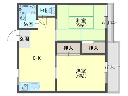 レインボー松本【A205号室】の間取り