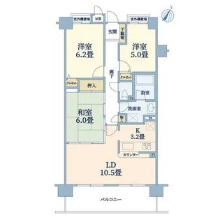 サンメゾン江戸堀【5階】の間取り