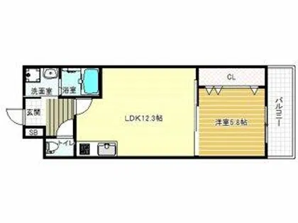 ステラウッド恵我之荘【3階】の間取り