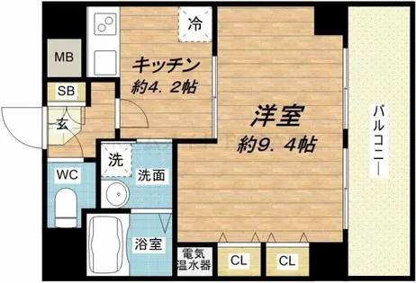 1DKの間取り画像