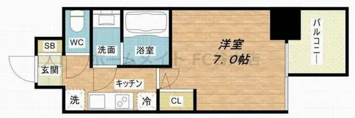 プレサンス心斎橋レヨン【13階】の間取り