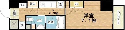 エスリードコート堺筋本町【6階】の間取り