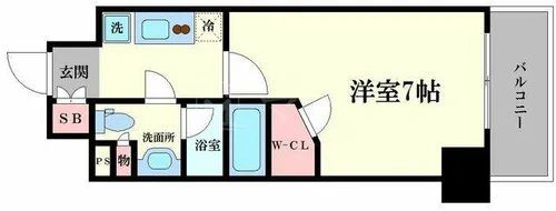 パークリュクス大阪天満【7階】の間取り
