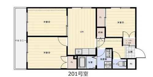 コンフォルト芝町【201号室】の間取り