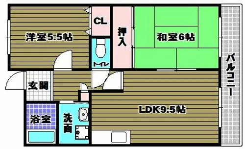 マンションサンライズ弐番館【1階】の間取り