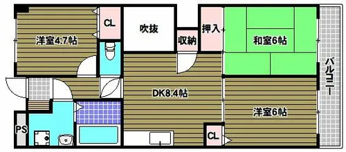 シャルマンフジ富田林【4階】の間取り