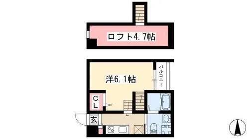 Amici馬手【103号室】の間取り