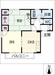 ローズガーデン800 E棟【2階】の間取り