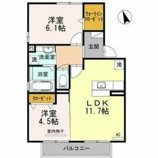 パルケ山口 A棟【2階】の間取り