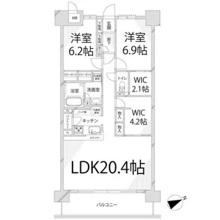 キャッスルコート神田町【1002号室】の間取り