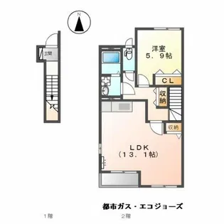 エバーハイツ【2階】の間取り