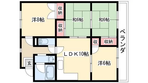 ユニーブル西里【1階】の間取り