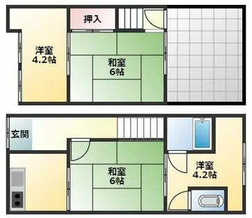 大阪府松原市三宅西2丁目【テラスハウス】の間取り