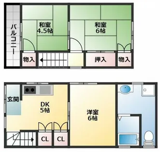 大阪府松原市田井城3丁目【一戸建】の間取り