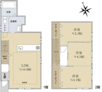 愛知県名古屋市昭和区福原町1丁目【テラスハウス】の間取り