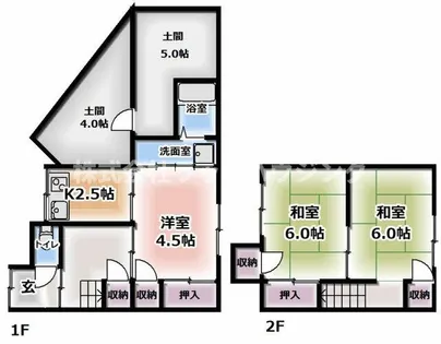 大阪府門真市北岸和田1丁目【テラスハウス】の間取り