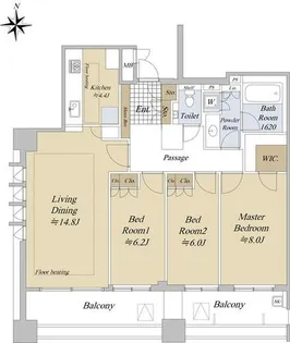 グランスイート覚王山法王町【10階】の間取り