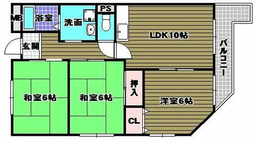 アプティ3番館【5階】の間取り