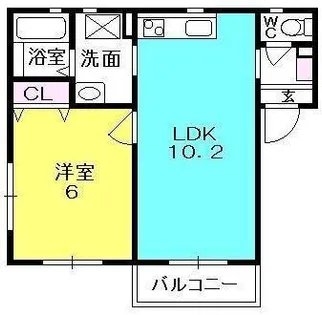 バラード夙川Ⅱ【102号室】の間取り