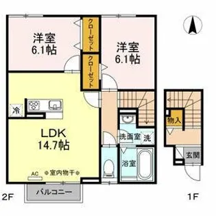 ヴィラ プリュネ B棟【2階】の間取り