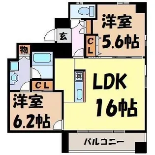 2LDKの間取り画像