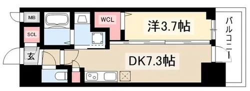エステムコート名古屋 TWIN EAST【7階】の間取り