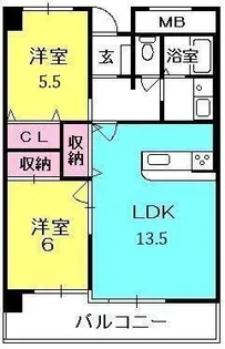グレースコート西宮【4階】の間取り