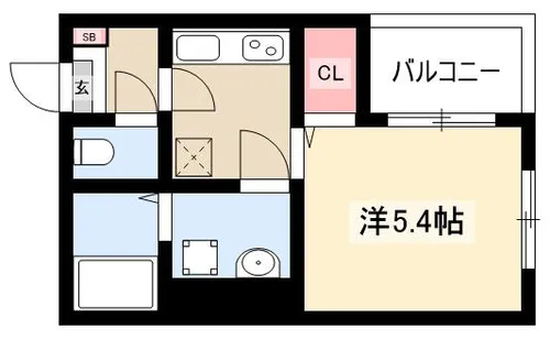 ハーモニーテラス栄生Ⅲ【201号室】の間取り